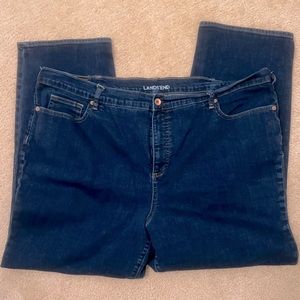 Lands End Denim Plus Size 24 High Rise Straight Leg Jeans 24w medium dark rinse